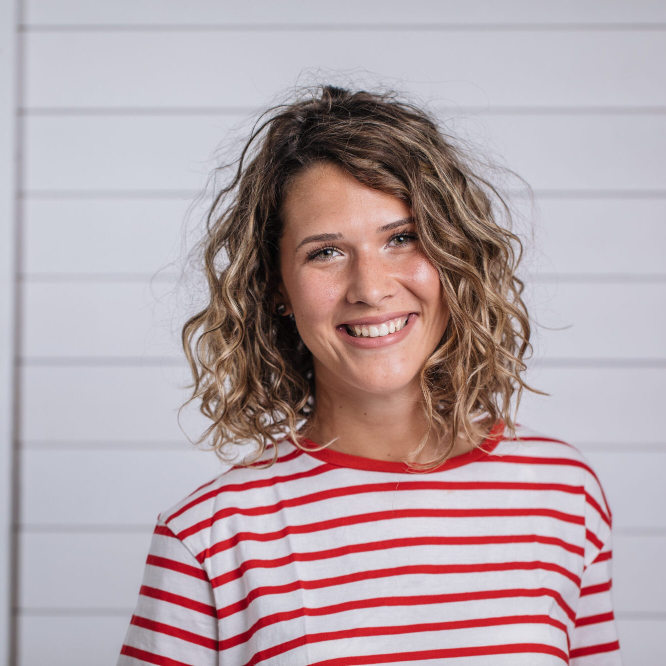 Gorgeous curly haired woman portrait